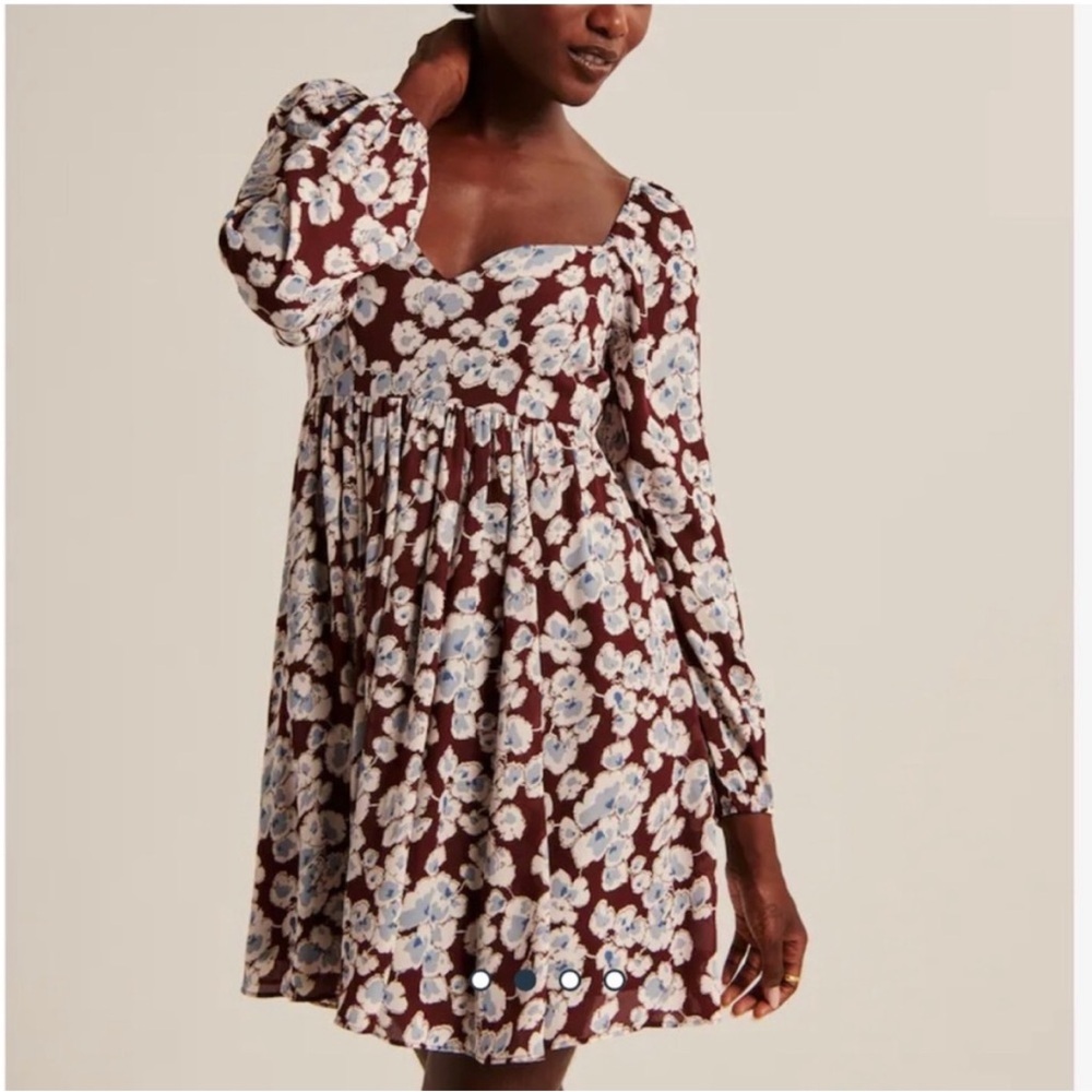 Abercrombie & Fitch Floral Dress in Burgundy and White